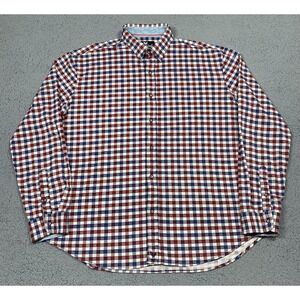 Butter Cloth Shirt Mens XL Red Blue Check Long Sleeve Button Down Cotton Casual